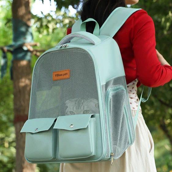 Foldable Transparent Cat Backpack - Portable Double Shoulder Outdoor Carrier