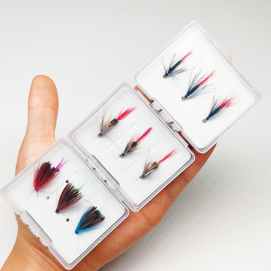 9Pcs-3 Boxs Bundle Fly Fishing Flies 3 different styles Wet Flies Bait for Flishing Trout/carp Artificial Lure Accessories (with Flies Box)