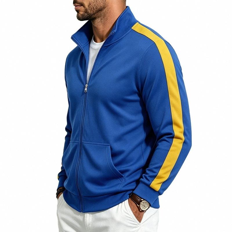 Mens Loose Fit Zip Up Stand Collar Sport Jacket