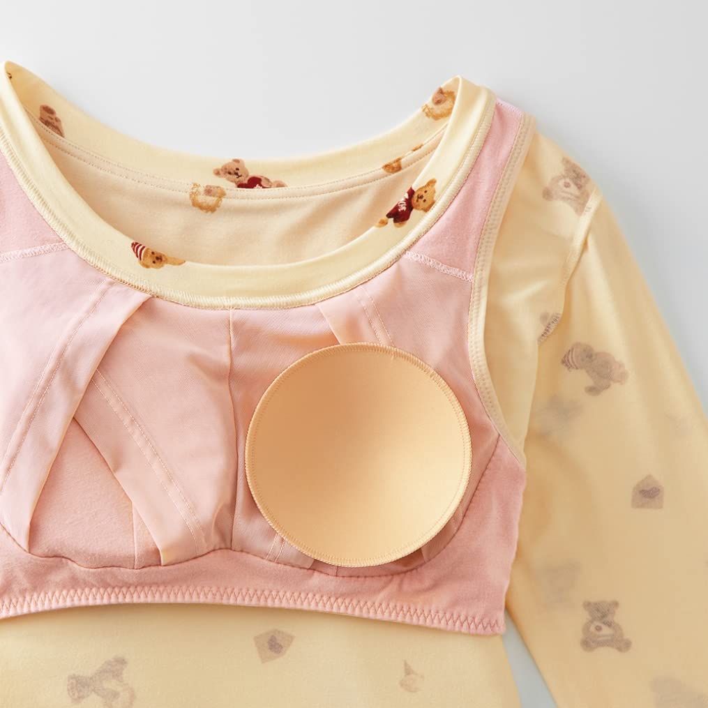 Gunze Night Bra and Pajama Tuche Smoke M Set, Night, TC5900, Women's, Pink,