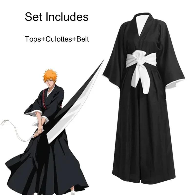 Anime Bleach Kurosaki Ichigo Cosplay Tensa Zangetsu Costumes Die Pa Soul Society Shinigami Kimono Set Mugetsu Uniform