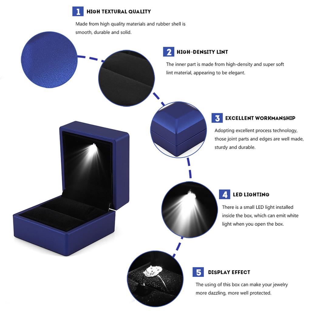 4 Colors Fashionable LED Lighted Ring Storage Box Jewelry Display Case Gift
