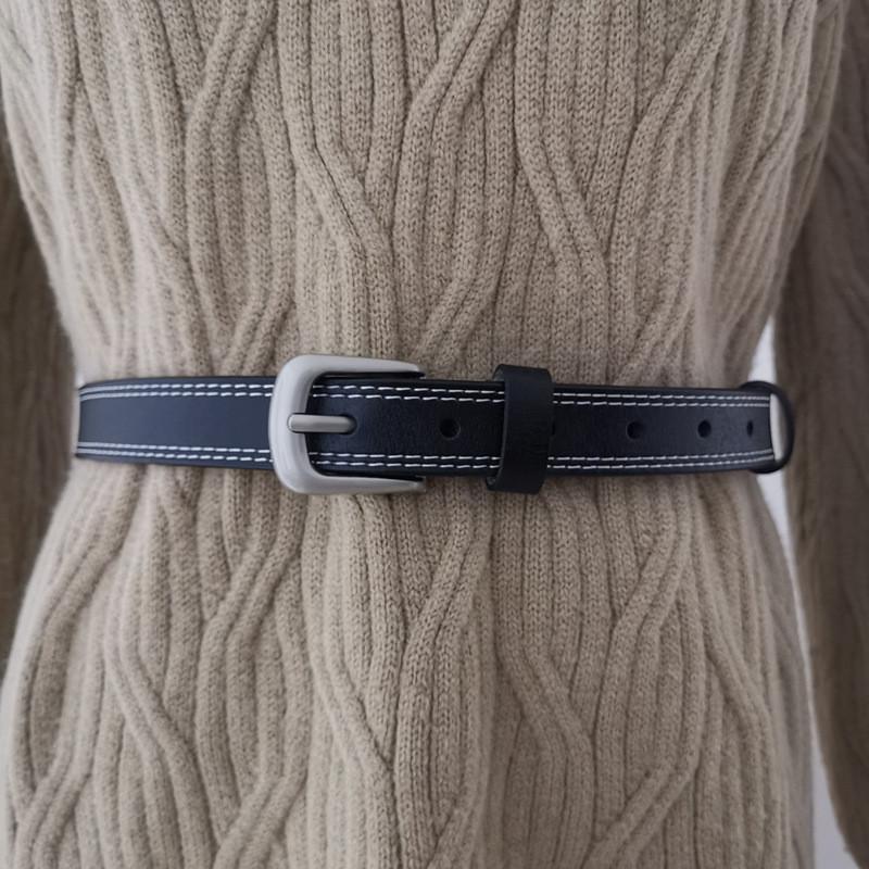 Fashionable Pure Leather Womens Belt With Pin Buckle For Office And Daily Use