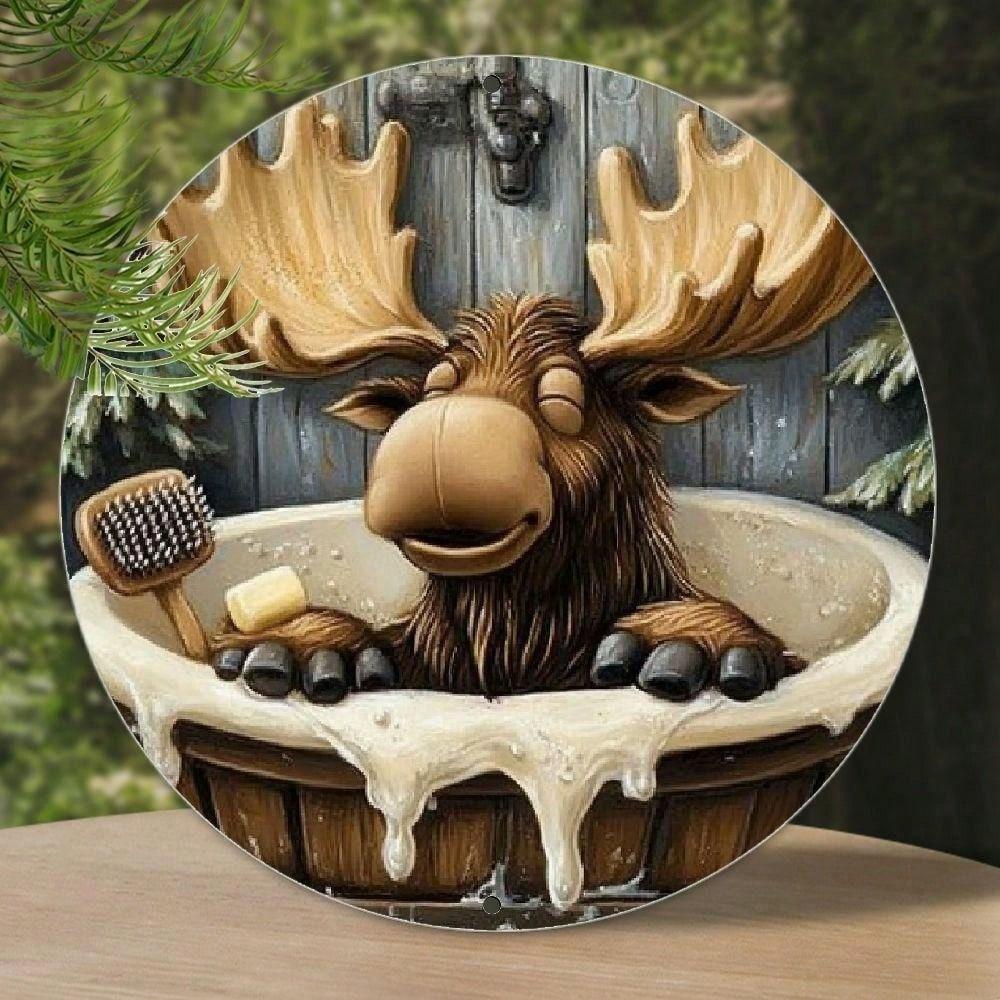 

**Оптимизированное английское название** (Менее 150 символов):** Металлическая настенная табличка с изображением лося, 8x8 дюймов, алюминиевая пластина, декор для деревенского дома/кабины 20x20 разноцветный