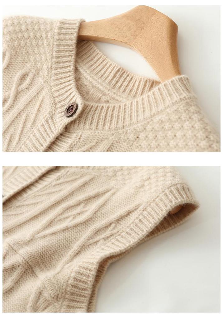Women's Early Autumn Cashmere Cable Knit Sleeveless Vest Sweater Top