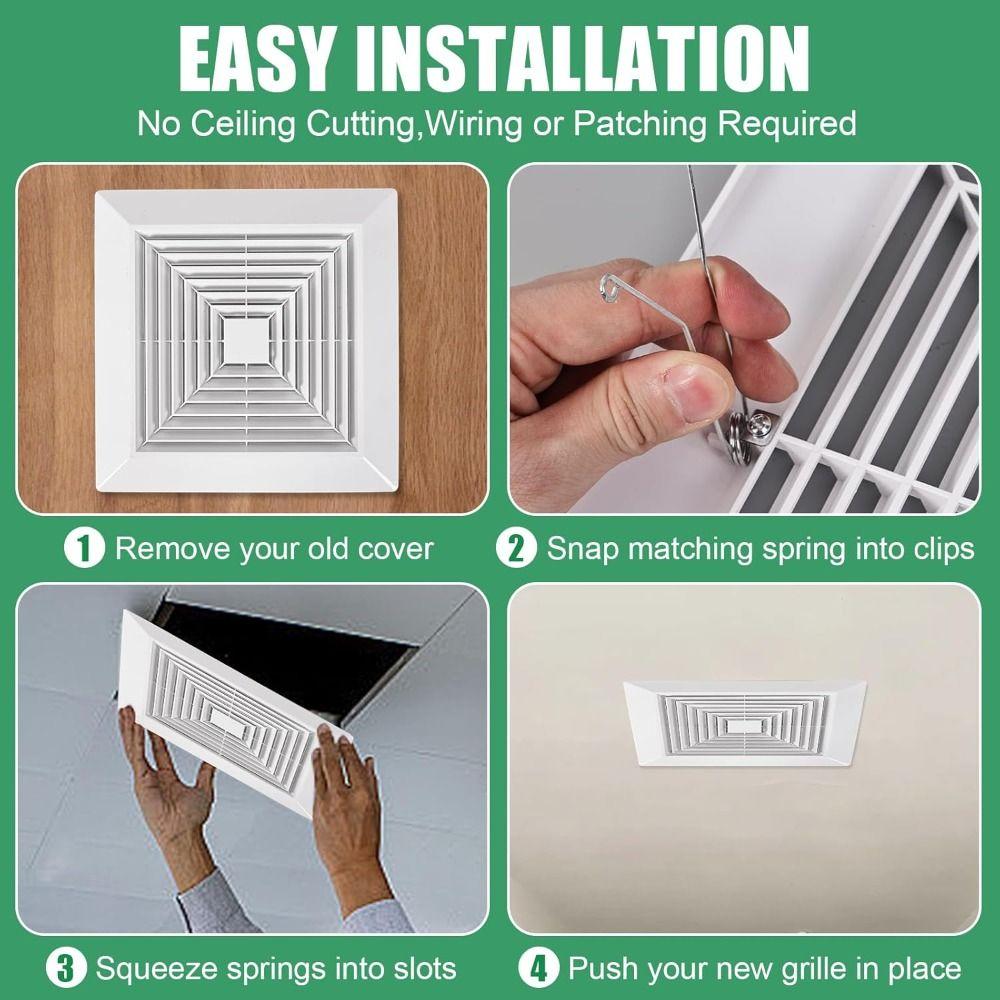 With Spring Exhaust Fan Cover Square Air Diffuser New Diverter Ventilation Hood Bathroom