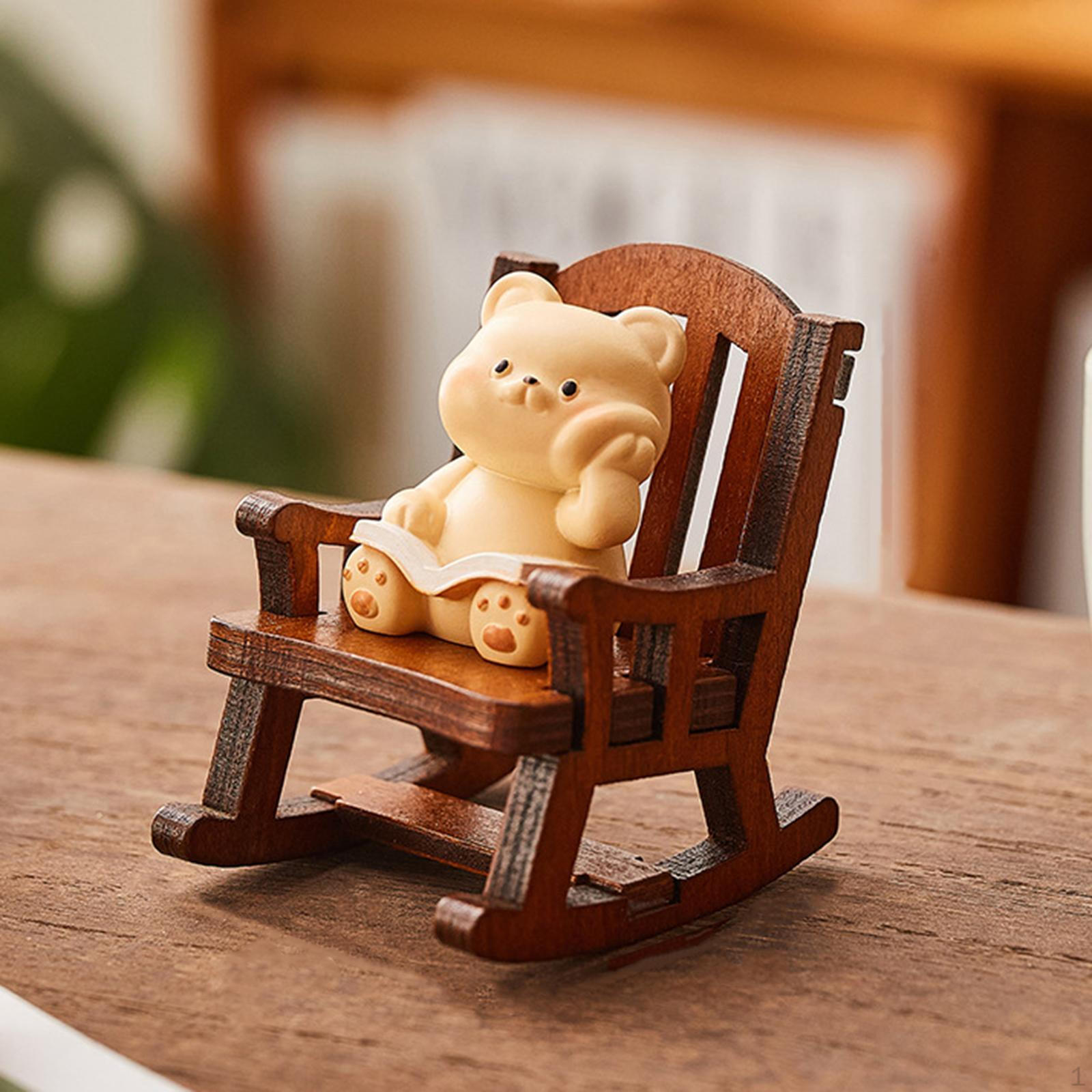 

Кресло-качалка, фигурка животного, милая статуя, мультяшный мини-настольный орнамент, маленькая скульптура для микро Bear