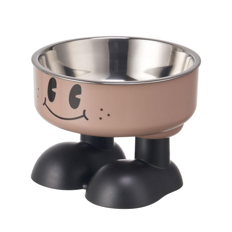 A Smiling Face Highlegged Pet Bowl Fashionable Stainless Steel Largecapacity Dog Bowl For Feeding And Water Neckprotectin