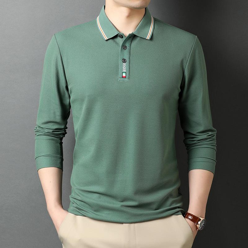 

Весенняя новинка, мужская футболка, однотонный воротник-поло, хлопок, длинный рукав, повседневная модная мужская рубашка-поло XXXL