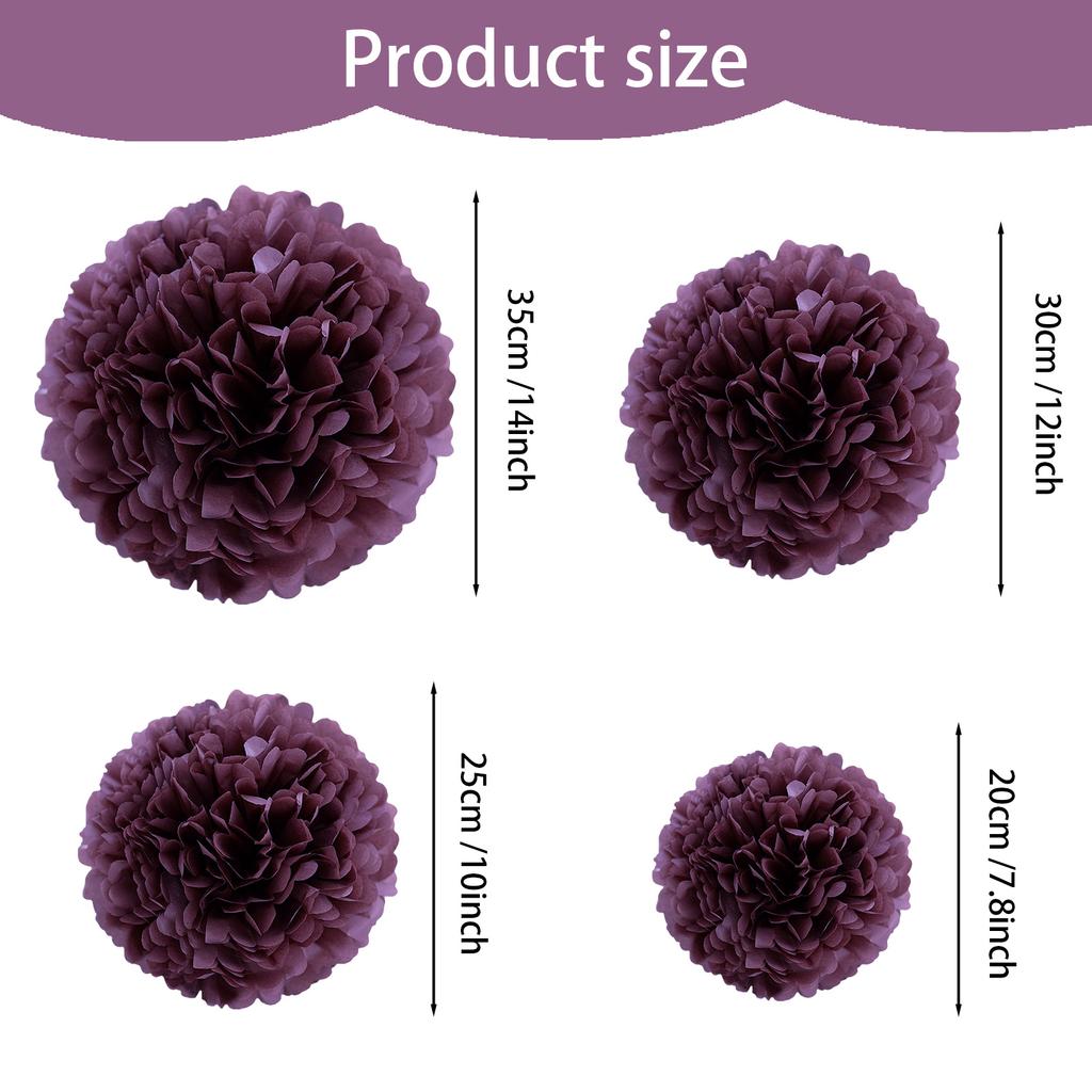 1 buc Set 7,8 inch Violet Hârtie Hârtie Flori Decorațiuni Pentru Petrecere de Ziua de Naștere Bile de Flori Hârtie Flori Agățate Pom Pom