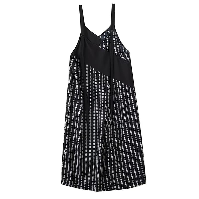 

XITAO Contrast Color Patchwork Print Jumpsuits GYX1622 One Size чёрный