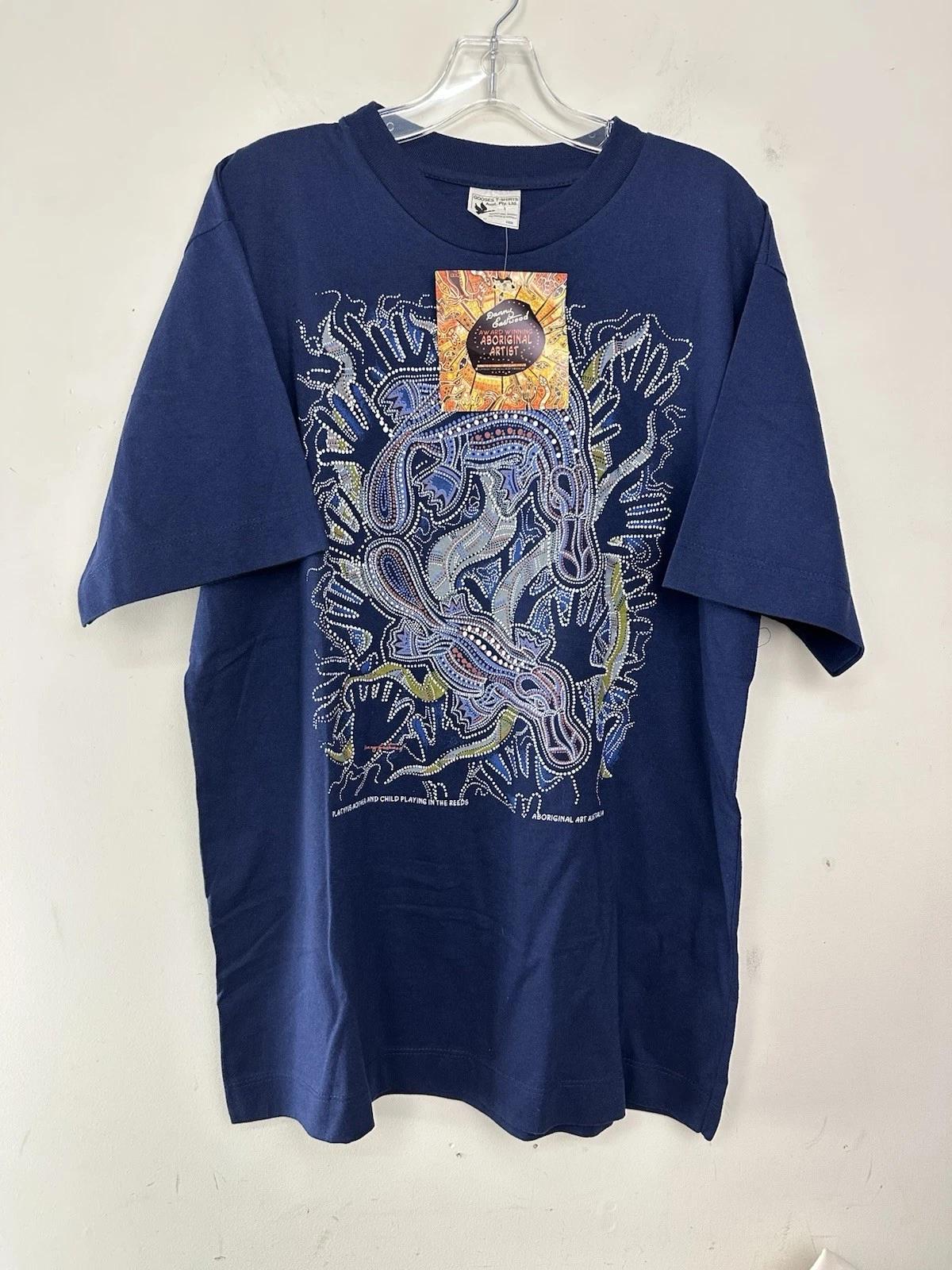

NWT Vintage Danny Eastwood Australian Aboriginal Art Navy Blue Platypus Fits XL S