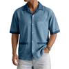 Men's Summer Casual Short-Sleeve Shirt With Collar And Multiple Pockets