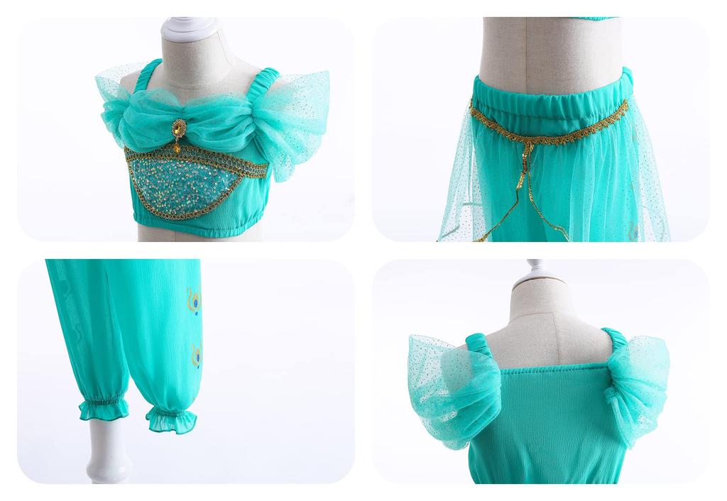 CREDIBLE Princess Cosplay Luxury Arabian Costume Set Heart Magic Original NT5461 Dress, Kids' Costume, 7-Piece (Top, Pants, Tiara, Necklace, Bracelet,