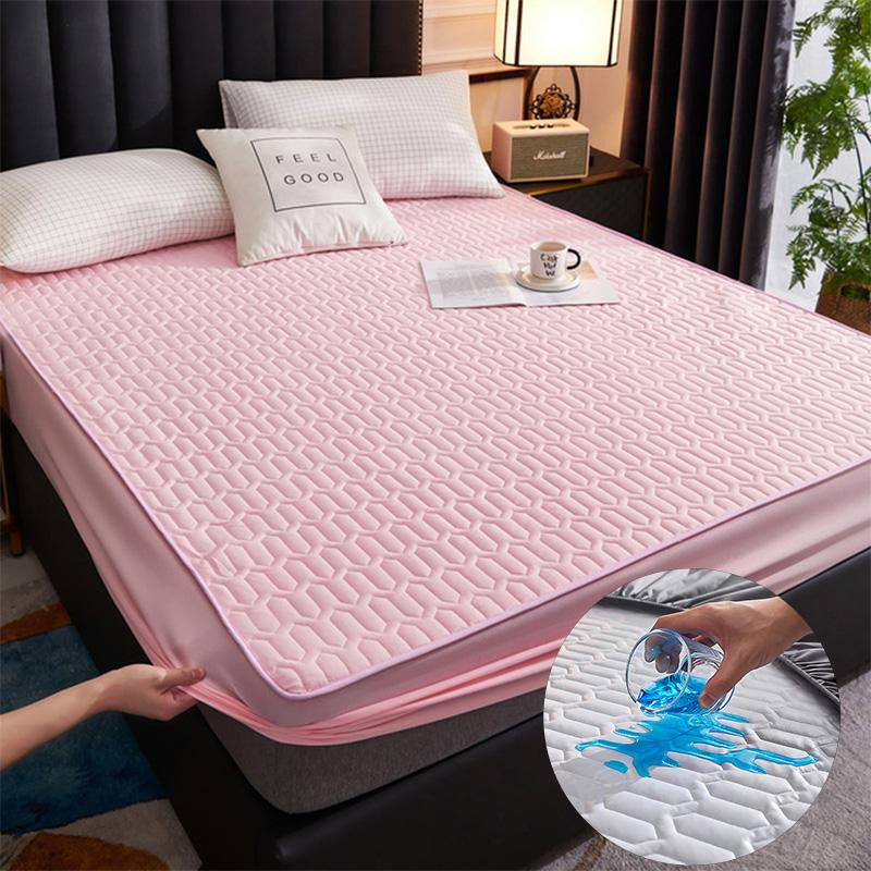 Waterproof Cartoon Quilted Fitted Sheet, Bedspread With Elastic Band, Non Slip Sheet, King Size Bed (without Pillow Case)
