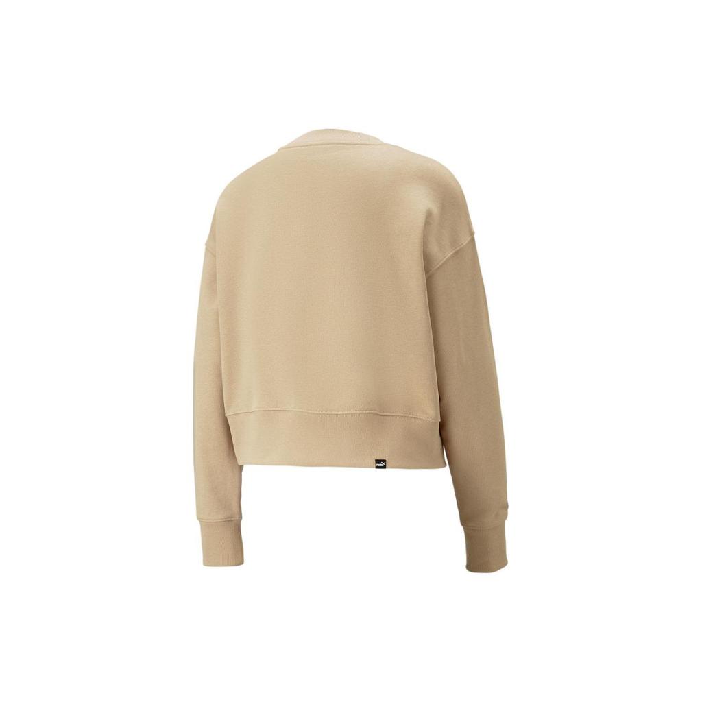 Puma Her Crew TR Solid Color Round Neck Sports Sweatshirt Women Sweatshirt Khaki 673109-89