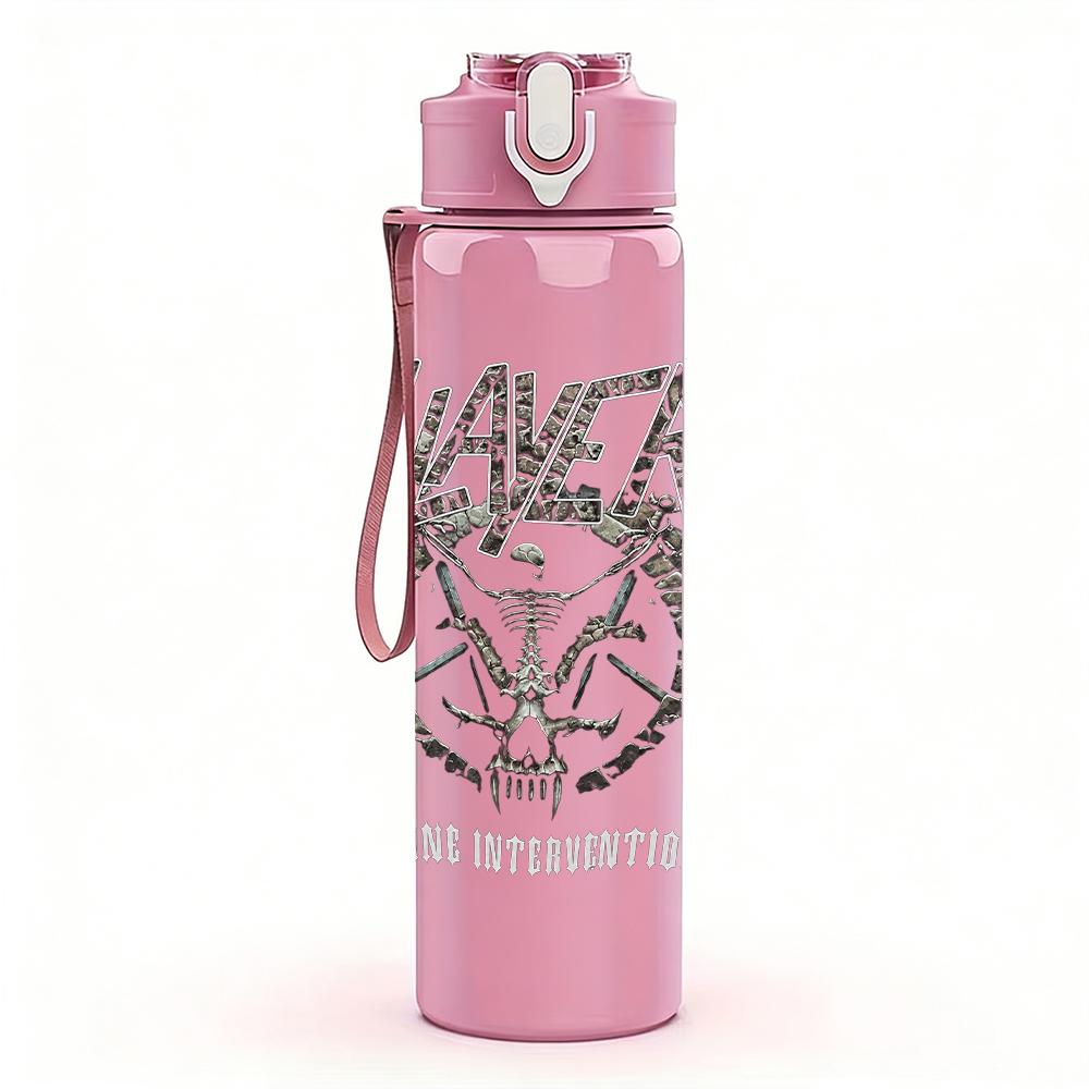 1PC Demon Horn Ornate Minimalist Print 750ml Portable Sports Water Bottle Leakproof Gym Outdoor Travel Drink Cup