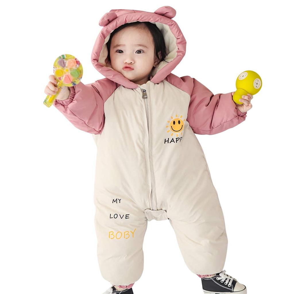 Famuka Baby Coverall Cute Newborn Long Sleeve Winter Warm Ski School Baby Shower 100th Day Sizes 90cm Jumpsuit, Kids' Clothes, Wear, Thick, Wear,