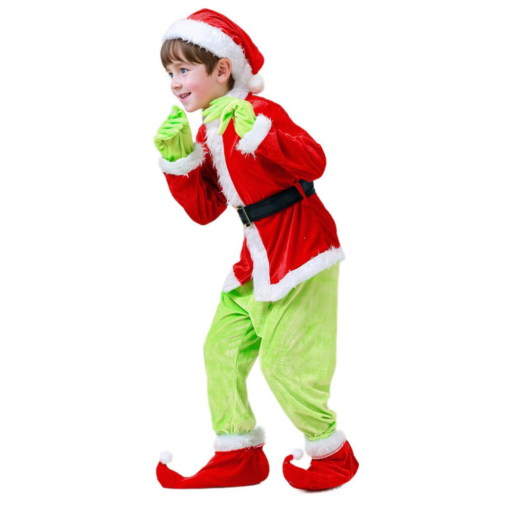 Costum nou de Crăciun pentru copii Costum Monstru cu păr verde de Crăciun Costum de performanță Costum Grinch