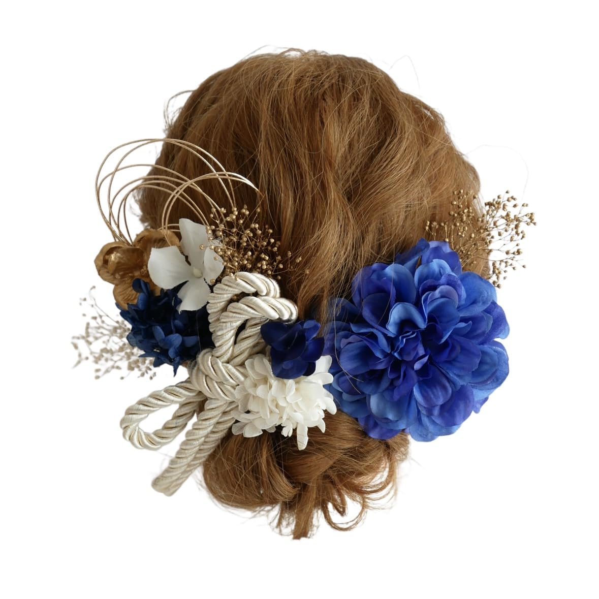 

Preserved Flower Hair Braided Dahlia for and Japanese Clothing [Bria] Ornament, (Blue), Coming-of-Age Ceremonies, Graduations, Weddings, синий
