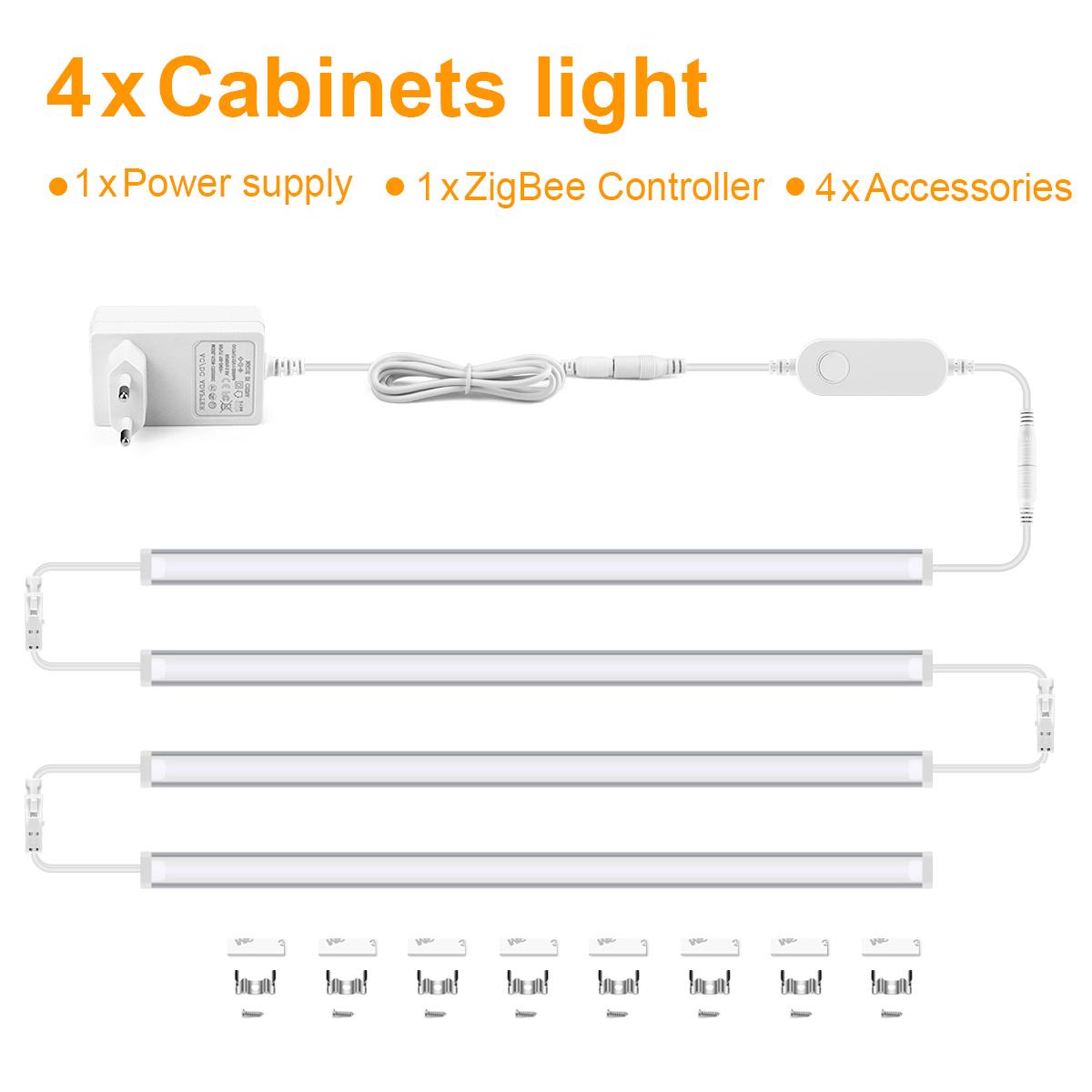 

Tuya Zigbee LED Cabinet Light Bar Kit WiFi Алюминиевая трубчатая лента с регулируемой яркостью Кухонная полка Декор для шкафа Google Alexa Голосовое управление 4PC 50CM белый