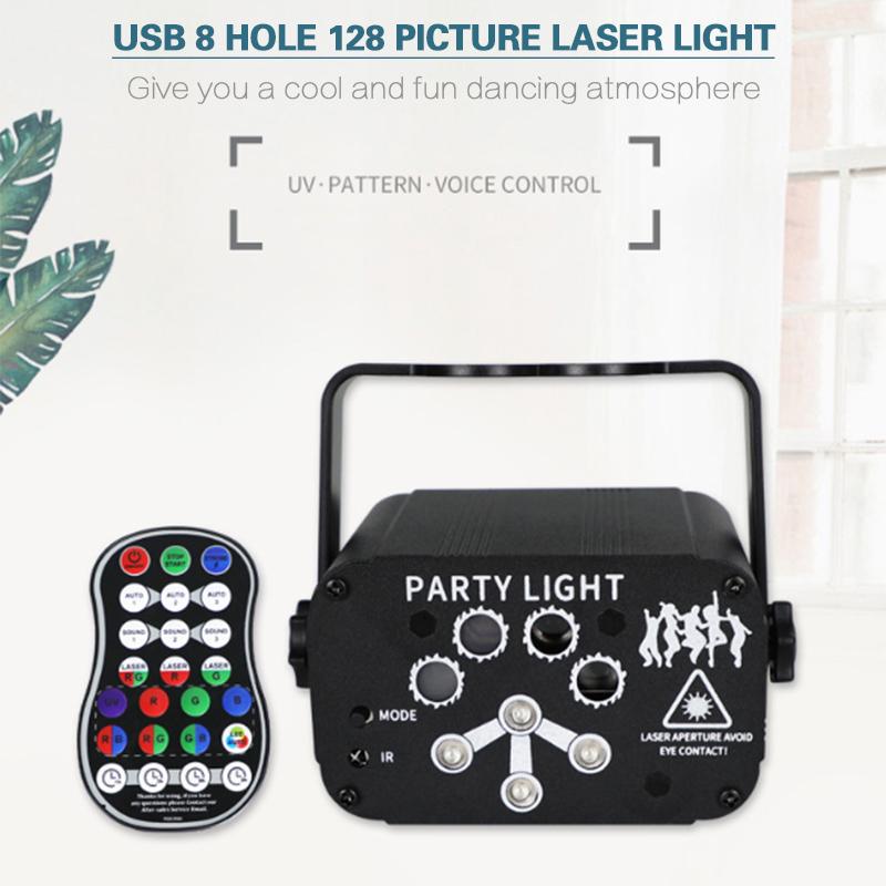 120 Patterns 8 Lens RGB LED Stage Light Disco Party Laser Projector Lamp