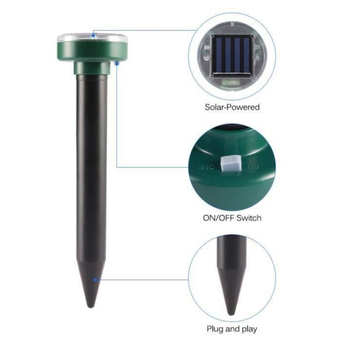 4PCS Solar Mole Repellents Ultrasonic Repellent for Outdoor Without Moles, Without Vole Poison