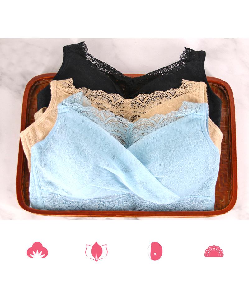 Lace Wire-Free Breathable Breast Cover Bra with Insertable Pads - Style 8801