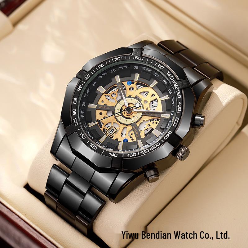 Montre Homme Mode Acier Tungstène Électroplaqué Automatique Imitation Mécanique