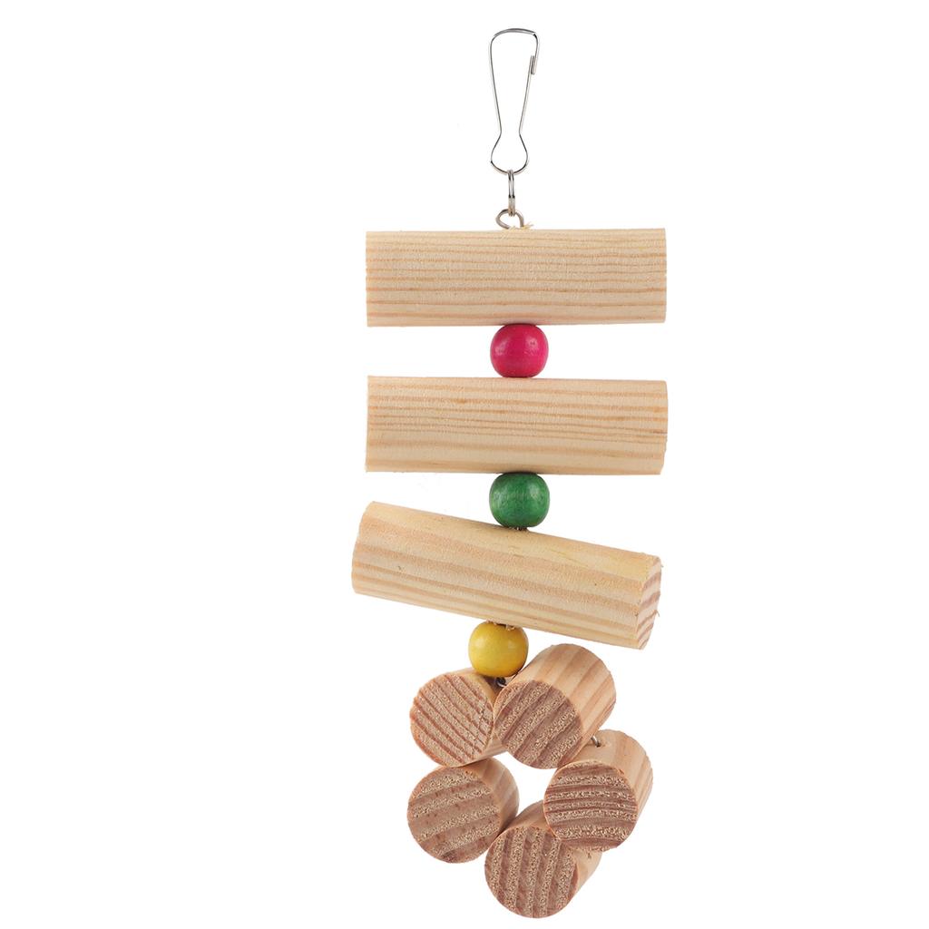 Flower Shaped Cage Wooden Hanging Bite Resistant Toy with Colorful Beads (Large Size)
