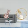 Elegant Feline Crystal Sphere Metal Animal Sculpture Figurine Ornament for Fireplace Hallway Bedroom