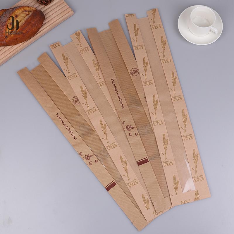 10 Stück Ölbeständige Kraftpapier Lange Brottüten Mit Transparentem Fenster Backverpackungsbeutel Für Geburtstagsparty Event