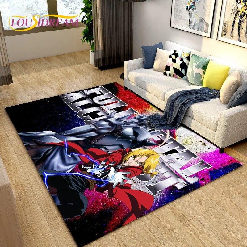 Anime Fullmetal Alchemist Area Rug Large,Carpet Rug for Living Room Bedroom Sofa Doormat Decoration,kids Play Non-slip Floor Mat