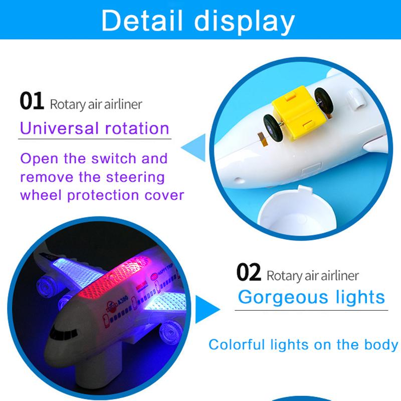 Electronic Aeroplane Toy with Music & Light Airplane Toy Electric Detachable Plane Toys Autopilot Automatic Obstacle Avoidance