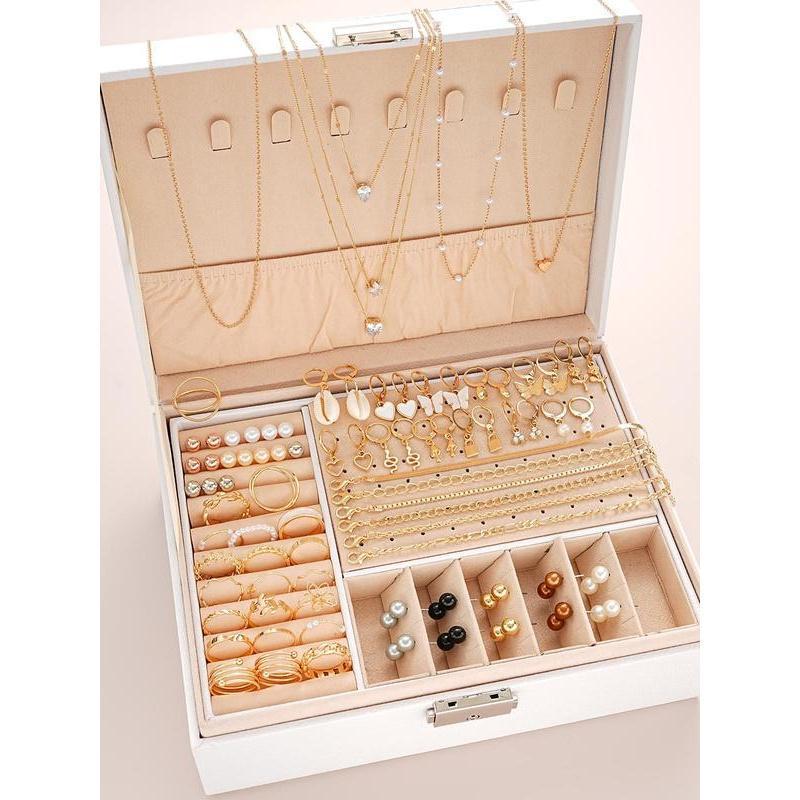 115-Piece Gold Atmospheric Ring Earring Set (European & American Design, No Box)