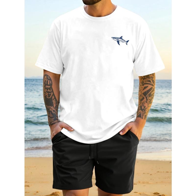 European Size Men'S Regular T-Shirt Featuring a Whale Pattern Inspired by Marine Life, Perfect for Summer with Its Loose And Casual Style.