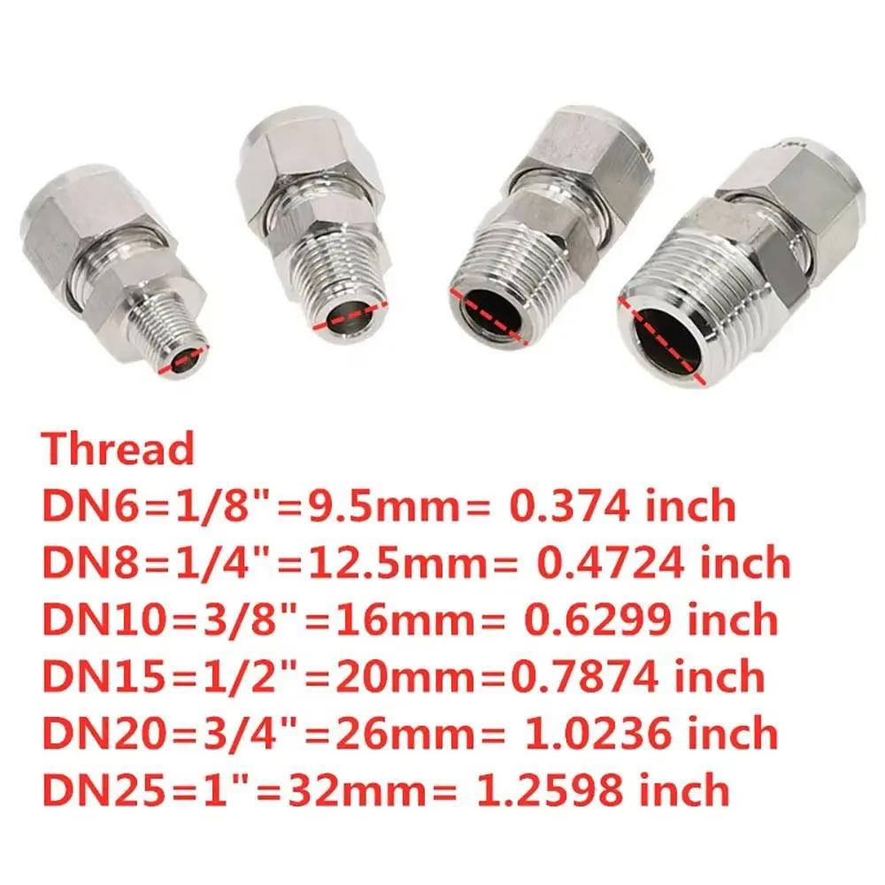 1Pcs 1/8" 1/4" 3/8" 1/2" Male Thread to 3-16mm OD Quick Fitting Stainless Steel 304 SS Tube Connector Double Ferrule