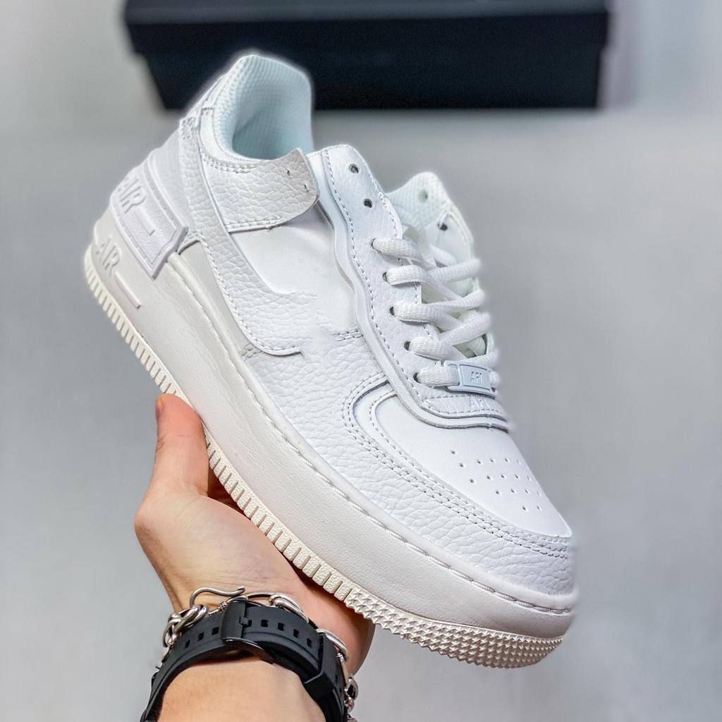 Women's AF1 Shadow Macaron Deconstructed Patchwork Sneakers - Thick Sole, Height-Enhancing, Versatile White Shoes