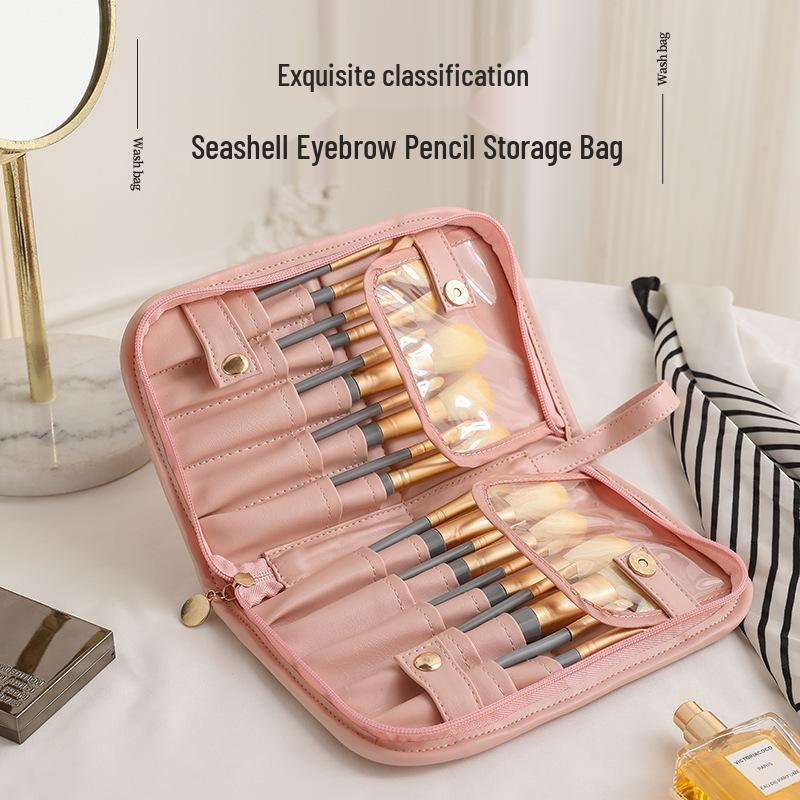 PU Waterproof Foldable Makeup Brush Storage Bag: Multifunctional, Dustproof & Travel-Friendly