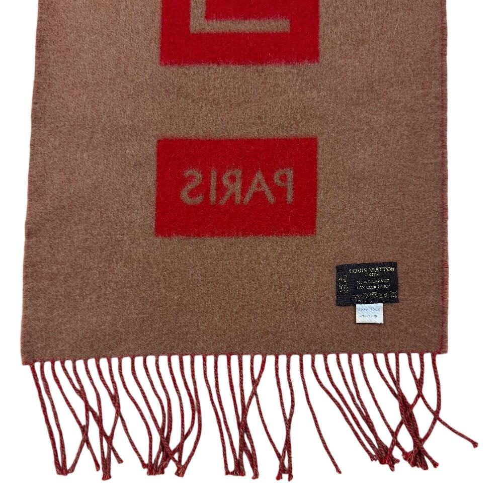 LOUIS VUITTON M71295 LV logo Monogram pattern cashmere Echarpe Baroda Scarf Red cashmere Women Used