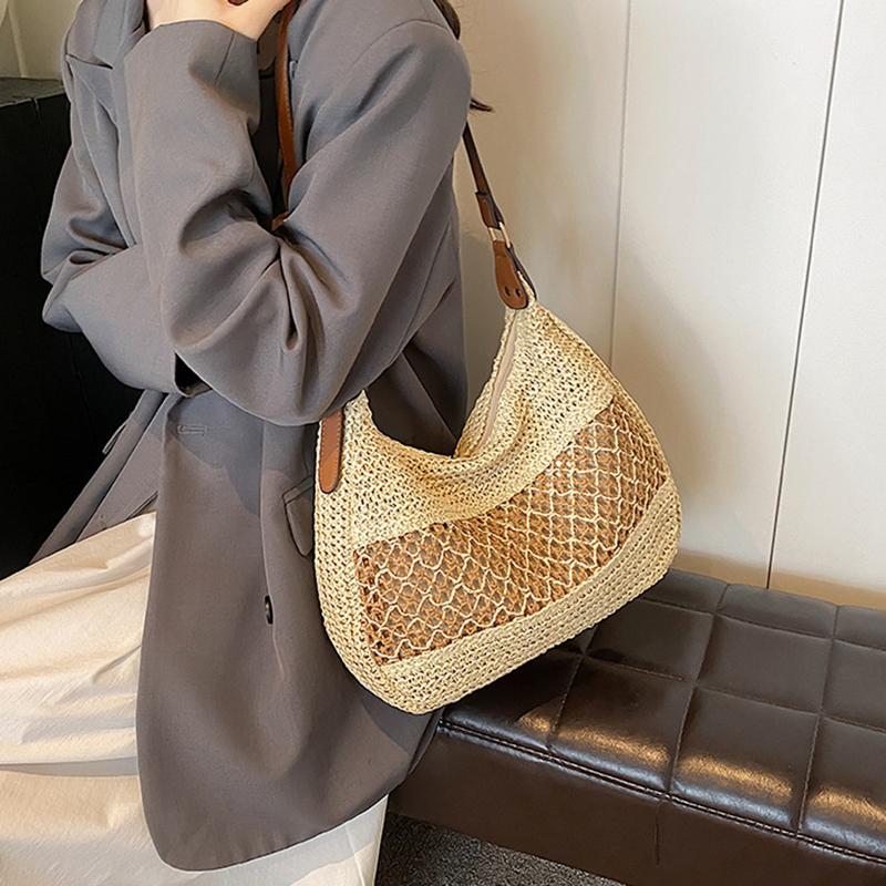 Woven Summer Fashion Straw Bag Beach Holiday Crossbody Bag Shopping Large Capacity Shoulder Bag For Ladies Women