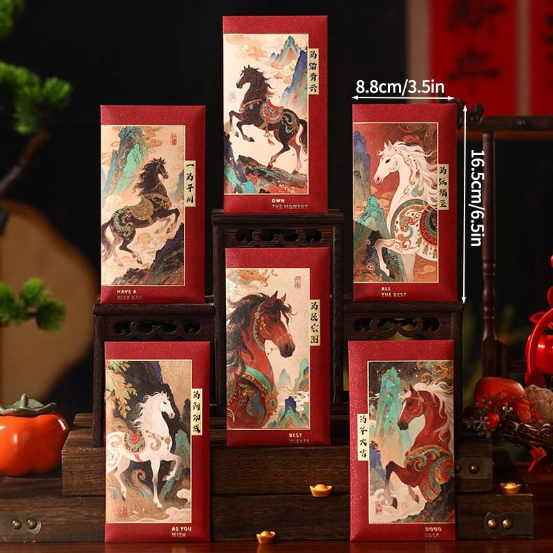 Red Packets 2026 Horse New Year 2026 Red Envelope Money Envelopes Gifts for Kids Cartoon Cute Money Packaging Bags Gifts