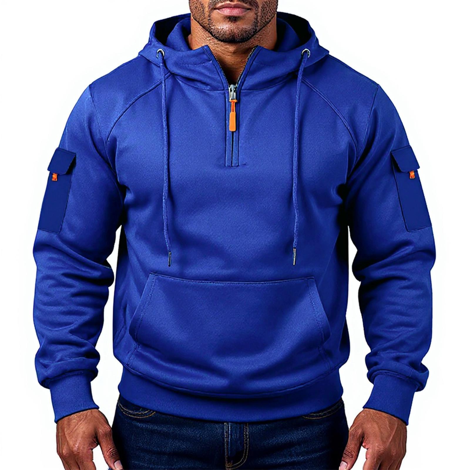 

Hooded Sports Tracksuit Unisex Running Outfits Long Sleeve Pullover Hoodies Sweatshirt L синий