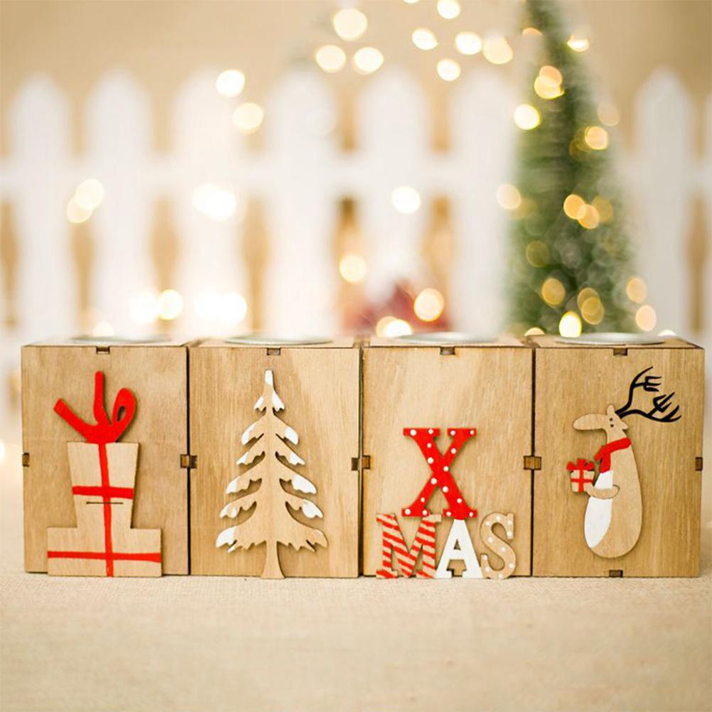 Home Wooden Tealight Candle Holder for Christmas Wedding Home Party Decoration