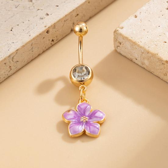 Yousheng Bauchnabelpiercing, Edelstahl Blume Design Bauchnabel Schmuck, Bauchpiercing Ring mit Klarem Zirkonia Inlay, Bauchnabel für Empfindliche Haut