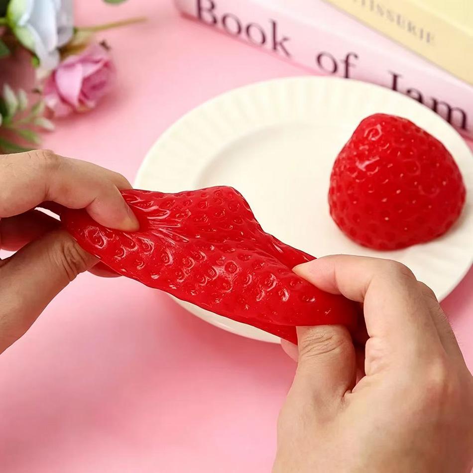 Realistic Simulation Strawberry Squishy Squeeze Toy Anti-Stress Squishy Strawberry Toy Slow Rebound Fruit Fidget Toy