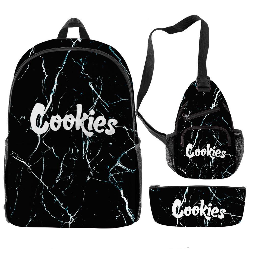 Cook 3D Digital Color Printing Backpack Set Oxford Cloth Waterproof And Wear-Resistant Three-Piece Backpack