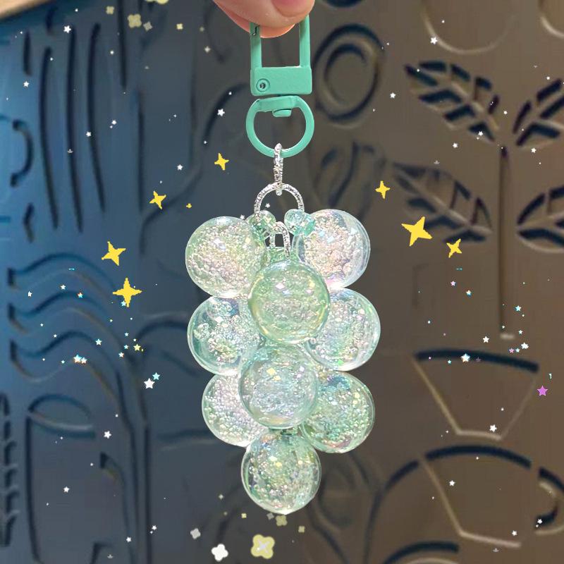 Charming Transparent Acrylic Grape Cluster Keychain - Women's Handbag Accessory & Small Gift