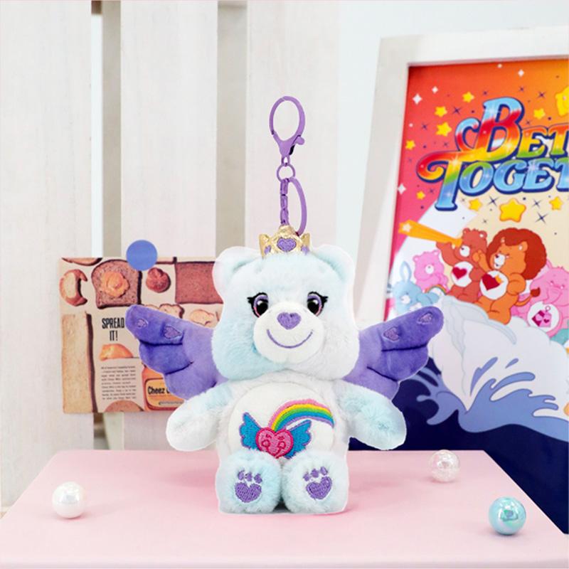 Care Bears Cute Angel Wings 15cm Plush Keychain Stuffed Doll Pendant Kawaii Bag Charm Luggage Accessory Soft Stuffed Animal Key