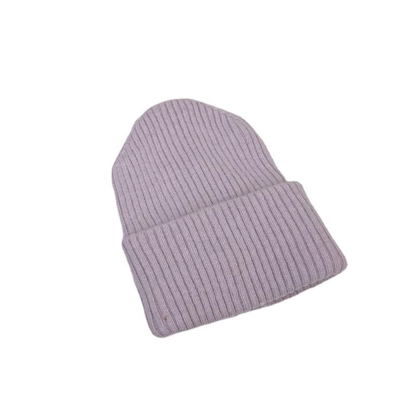 Angora Rabbit Hair Curled Brimless Wool Hat Women Autumn and Winter Warm Striped Fashion Knitted Pullover Cold Hat